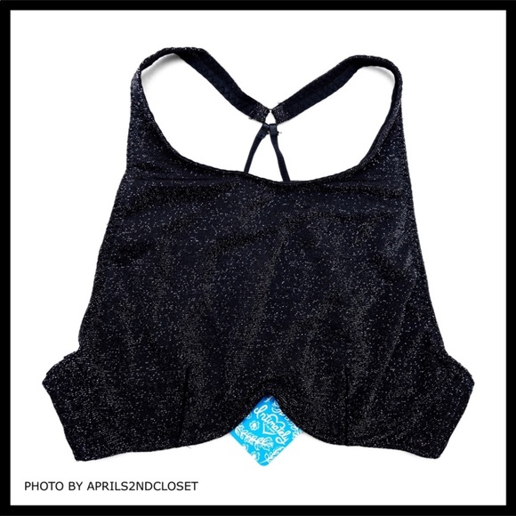 FREE PEOPLE SPARKLE BLACK CROP TANK BRALETTE A3C - Picture 7 of 8